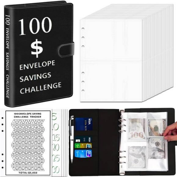 100 Envelop Money saving challenge Binder sheet New and shiny Envelops - Picture 1 of 8